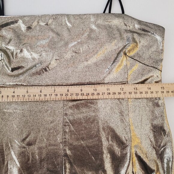 Urban Outfitters Silence + Noise Drita Dress Large Gold Metallic Mini Slip‎ - Picture 9 of 10